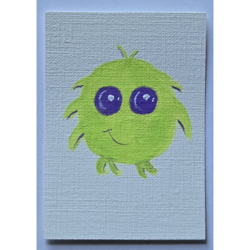 ACEO Original Art Green Monster Acrylic Painting